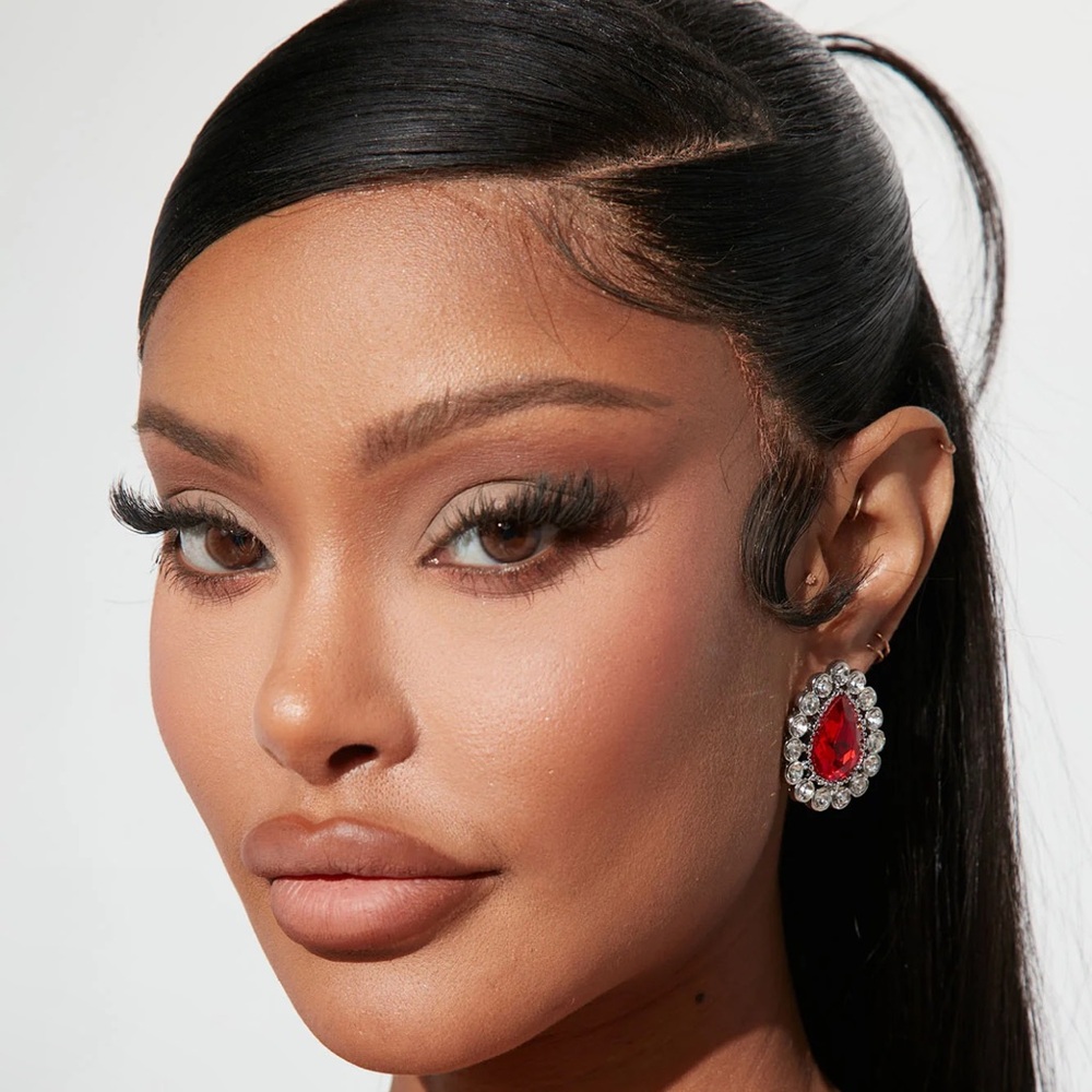 New Red Rhinestone Earrings